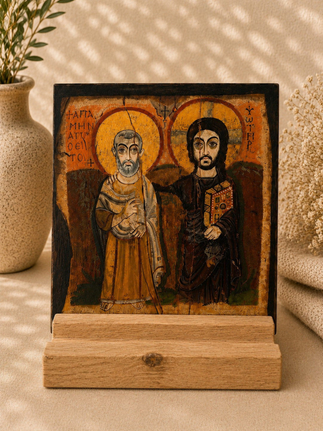 Imagen devocional «Cristo y el abad Menas» – Miniatura
