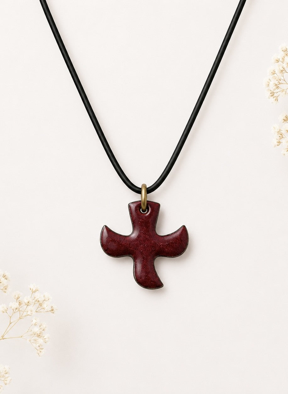Taizé Kreuz - Taubenanhänger mit Lederschnur