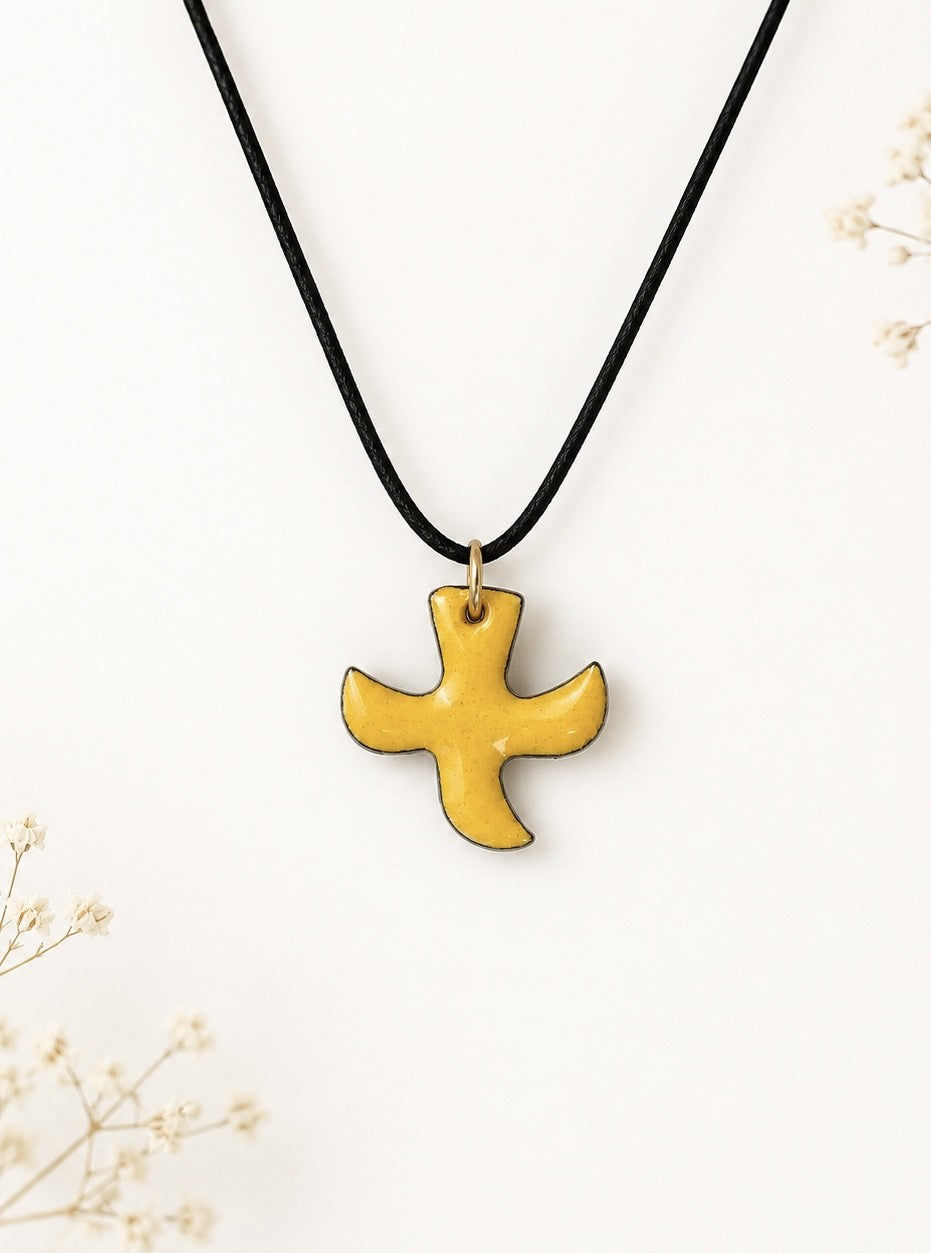 Taizé Kreuz - Taubenanhänger mit Lederschnur