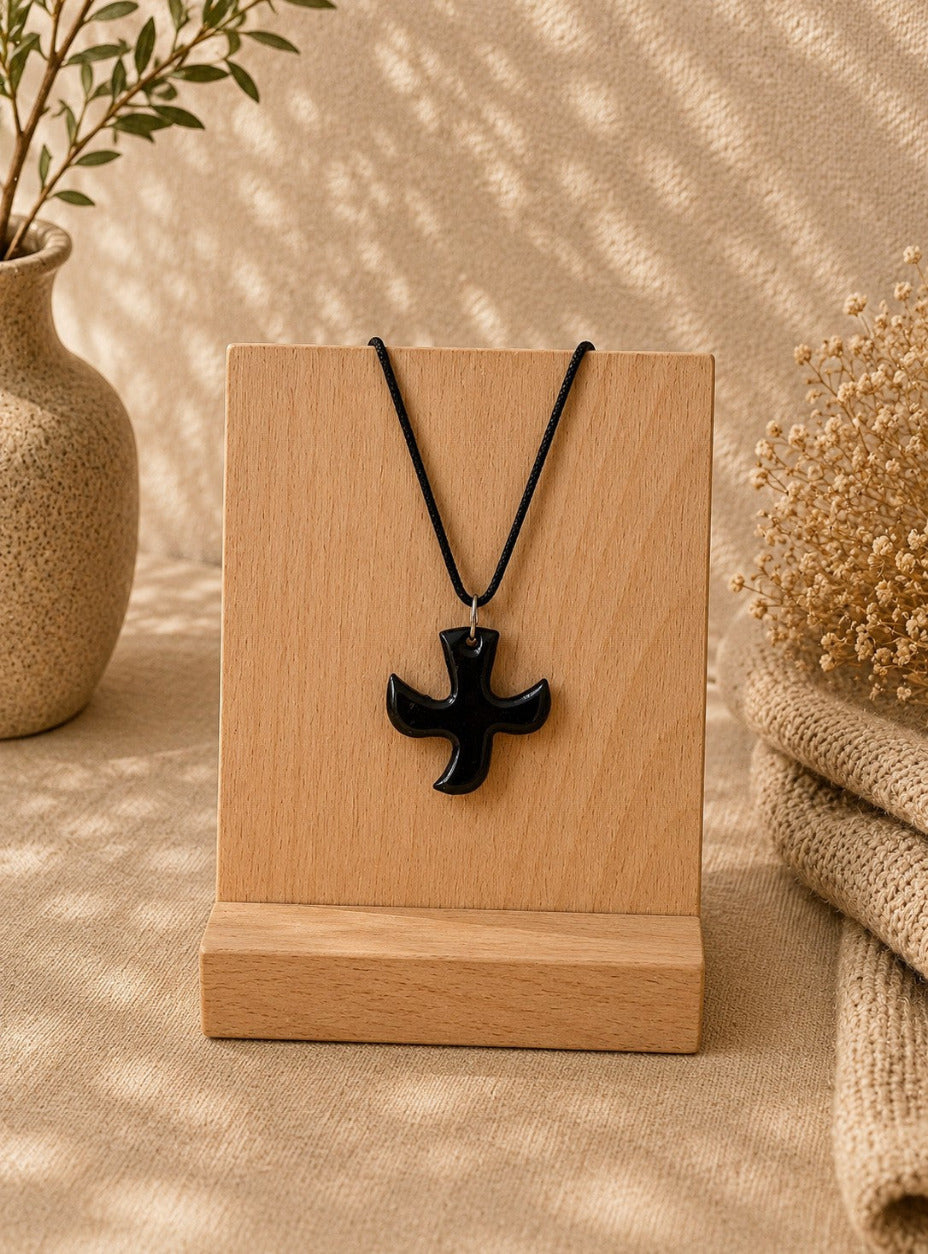 Cruz de Taizé – colgante de paloma con cordón de cuero