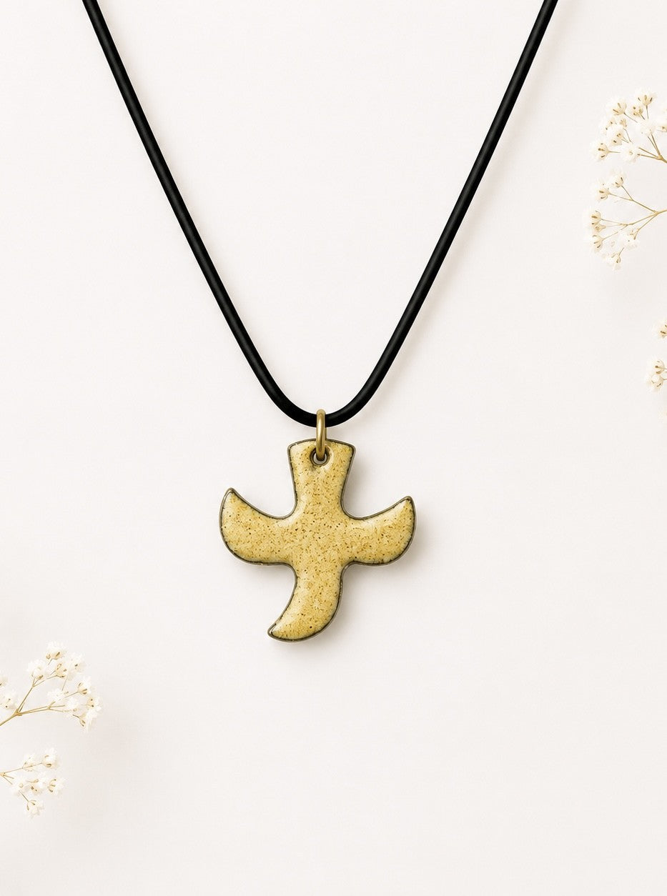 Taizé Kreuz - Taubenanhänger mit Lederschnur