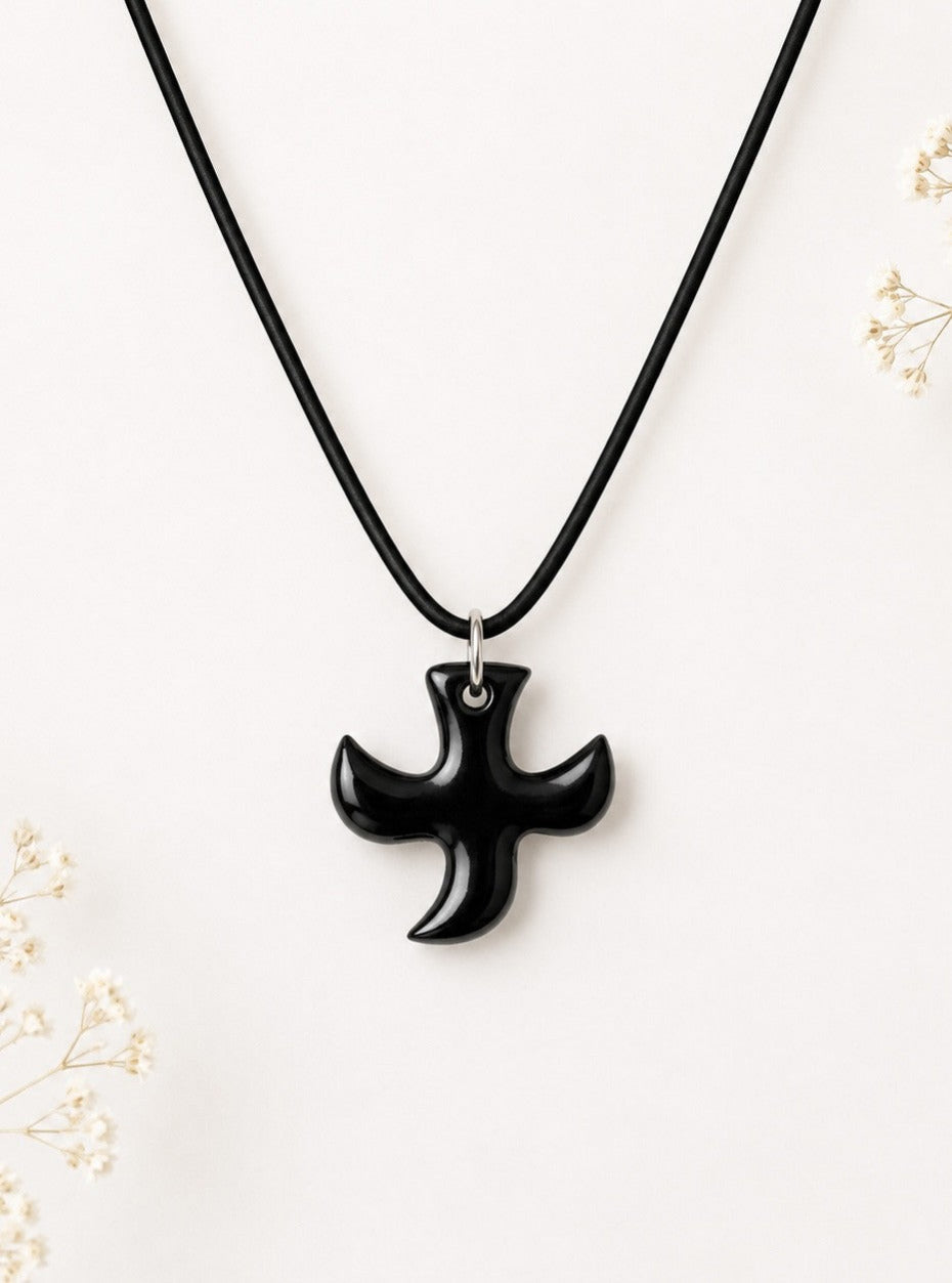 Cruz de Taizé – colgante de paloma con cordón de cuero