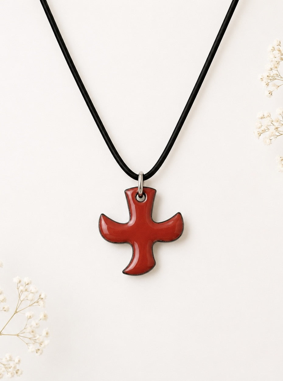 Taizé Kreuz - Taubenanhänger mit Lederschnur
