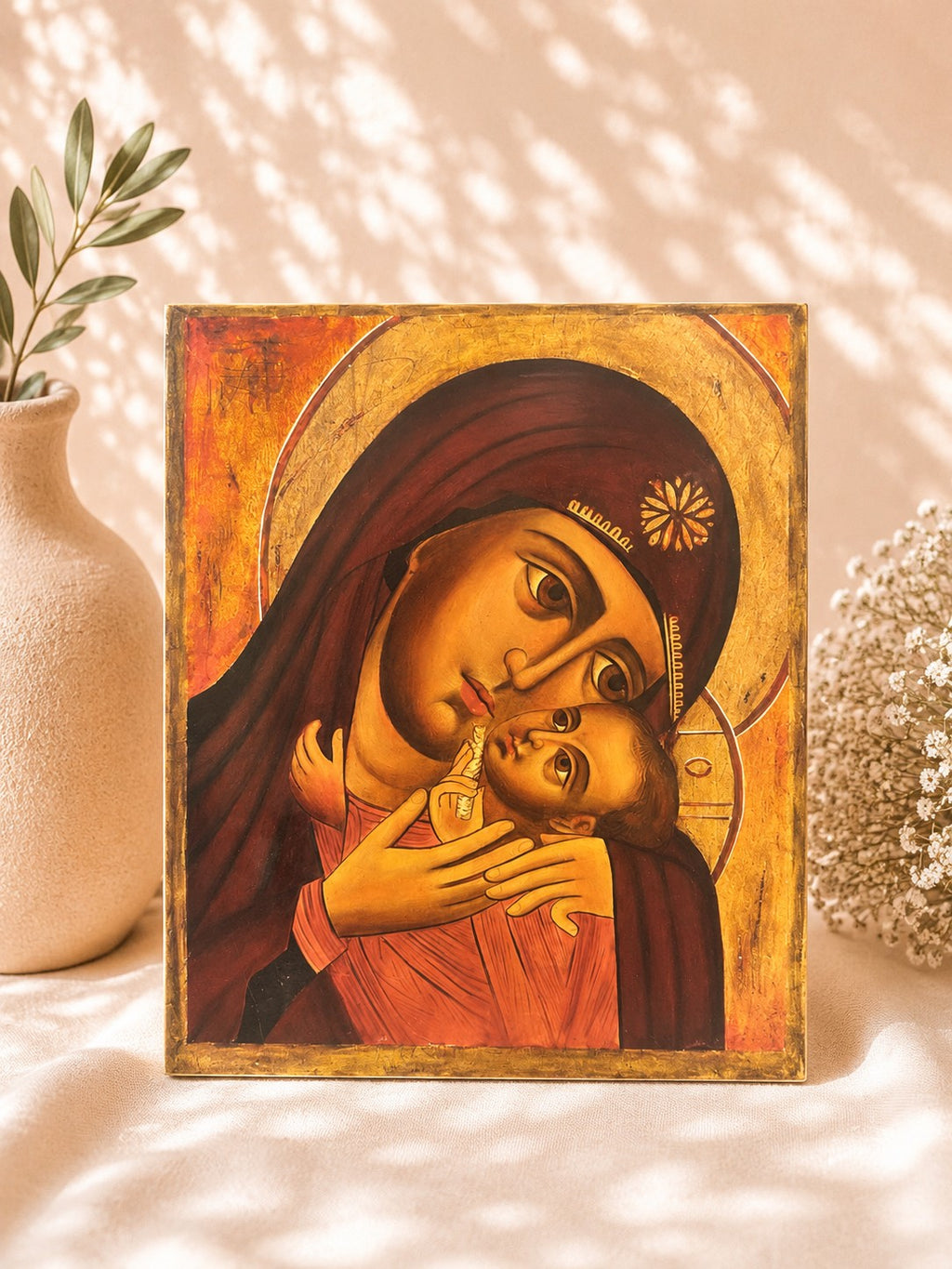 Ikone Muttergottes mit Kind – Holzbild Groß